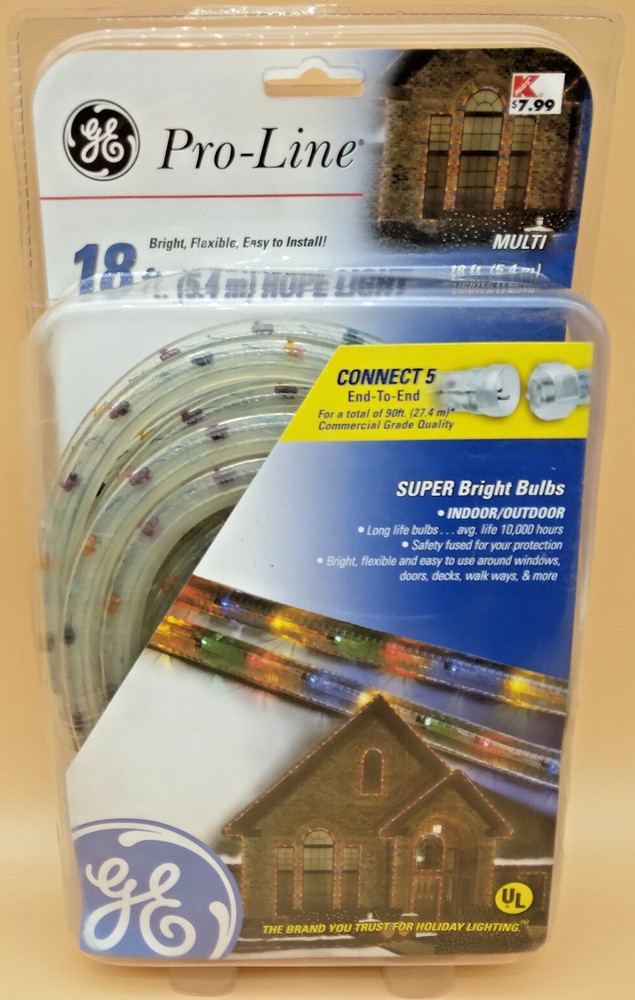 18ft Pro-Line GE Multicolored Rope Light Commercial Grade Indoor Outdoor Bright