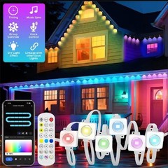 30M RGBIC Smart Eaves Lights Outdoor IP67 Waterproof APP Remote Roof House Decor