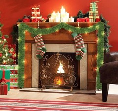 WATERGLIDE 49FT Lighted Christmas Green Garland with 100 Count Clear Lights