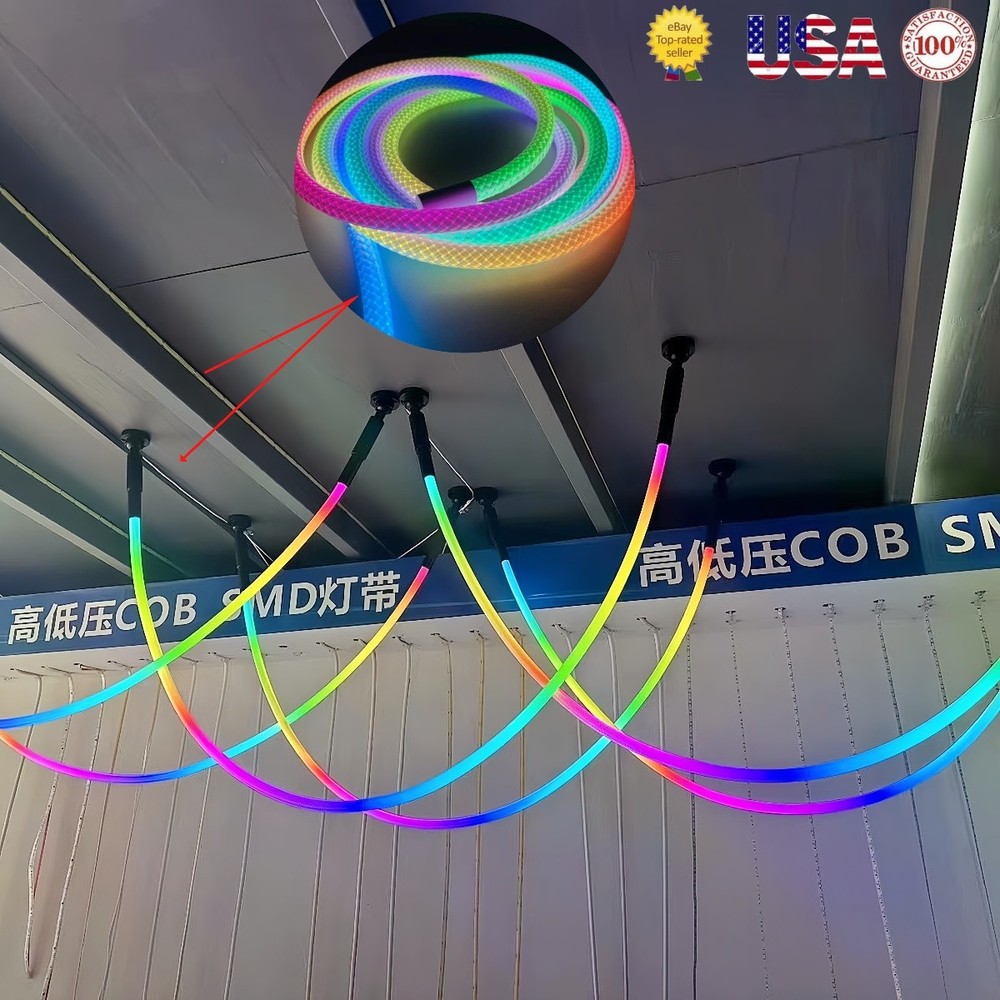 5V 6.56ft WS2811 USB RGB Neon LED Light Strip Home Decor 360 Round Reticulate