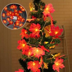 9.8FT Fall Thanksgiving Maple Leaves 30 LED Light Lamp Garland Festival Decor US