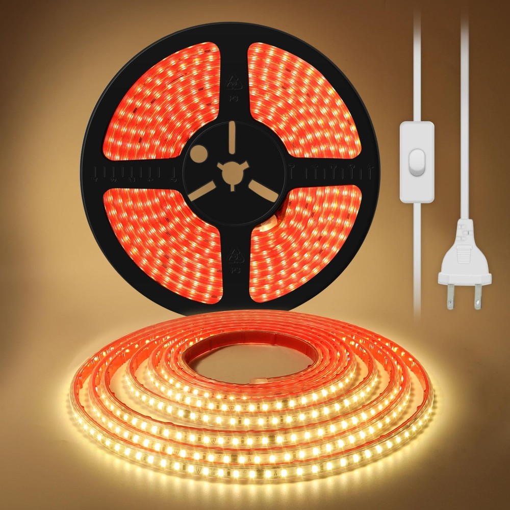 pcningled Outdoor LED Strip Lights Waterproof 16.4 Feet AC 110V 120V Adhesive