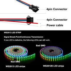5050 WS2813 4Pin RGB Magic Color LED Strip Dual Signal Individual Addressable 5V