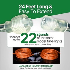 Modern 24ft Orange LED Rope Lights – Weatherproof for -Round Celebrations
