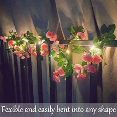 2m/20 Led Purple Wisteria Flower String Light Indoor Room Decoration Gift