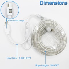33FT 360 LED Rope Lights Outdoor Waterproof, Connectable and Flexible Clear T…