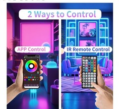 50FT RGB LED Strip Lights – Color Changing, Music Sync, Remote & App Control, DI