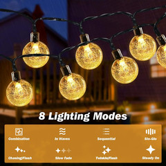 Solar Lights Outdoor Waterproof, 2 Pack Total 120LED 72FT Solar String Lights fo