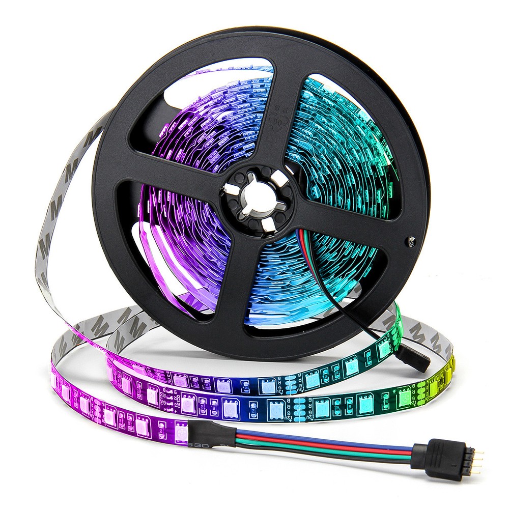 Non-Waterproof 5M 300LEDs RGB 5050 LED Strip Light Black PCB dlexible Tape Light