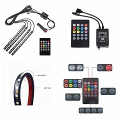 Car RGB 48 LED Light Strip Interior Atmosphere Neon Lamp Remote Control for Car