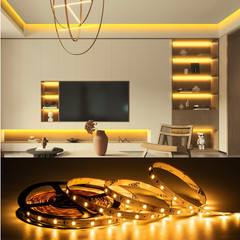 10Ft Warm White LED Strip Lights, Dimmable Tape Lighting with Remote & Adhesive