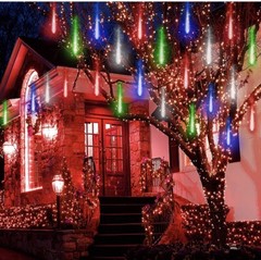meteor shower christmas lights 12” 8 tubes led falling rain drop lights icicle