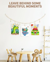 2 Pack 4 Ft Photo String with Clips, Boho Wooden Bead Garland Picture String