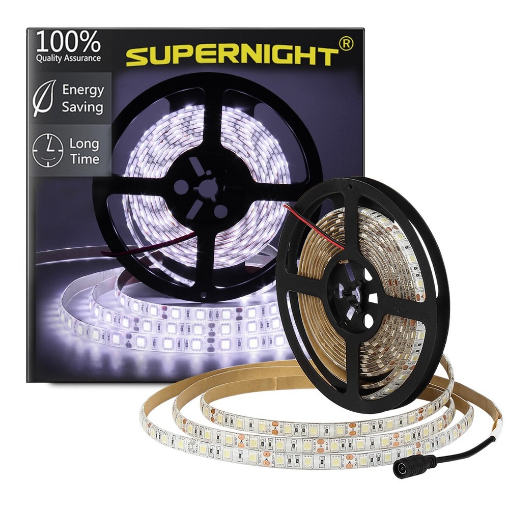 16.4ft Cool White LED Light Strip Waterproof 5050 SMD Dimmable Tape Rope Light