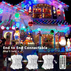 Christmas Icicle Lights, 29Ft 360 LED Outdoor Icicle Lights Color Changing With