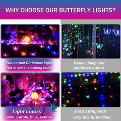 Butterfly Fairy Lights for Bedroom Curtain Ceiling Wall Decor USB Plug-in 120…