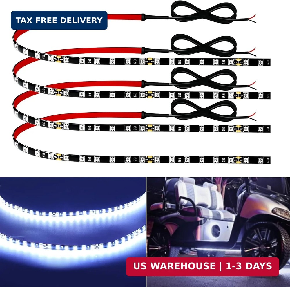 12V Led Light Strip 24″ Connectable White Led Strip Lights for Cars Golf Cart Mo