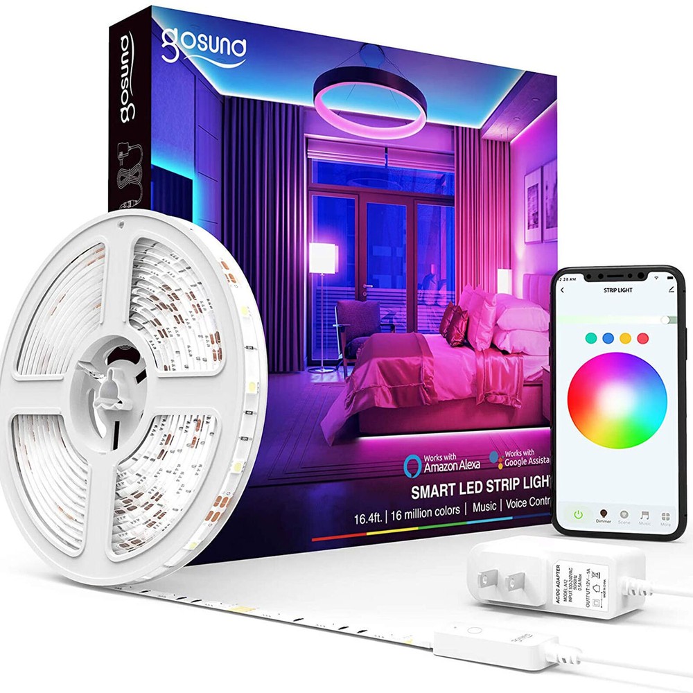 LED Strip Lights 100ft 50ft Music Sync Bluetooth 5050 RGB Room Light with Remote
