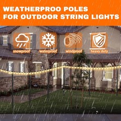 4 Pack 10Ft String Light Poles, Metal Poles with Fork for Outside Lights,Outd…
