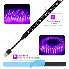 USB LED Strip Light 9.8ft 3M Purple UV Black Light with Switch for Game Room