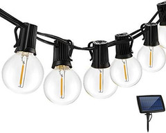 LED Solar String Lights Outdoor 18Ft Waterproof Hanging Lights with 12 Shatterpr