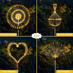 LED Solar Fairy Firework Lights Outdoor Garden Decor Waterproof Path Lawn Lamp