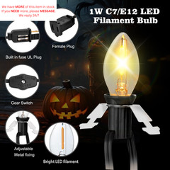 Upgraded Lighting System, 7.2Ft Black Accessory Cord with 1LED C7 cord