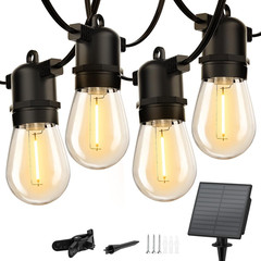 100FT Solar-String-Lights-Outdoor-Waterproof, 31+2LED S14 Shatterproof Bulb, Pat