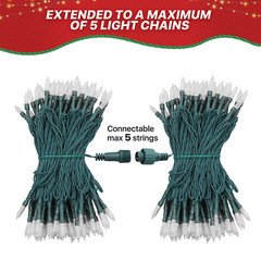 Plug In 100 LED String Lights Outdoor Use Weatherproof 8 Mode Party Fairy Light