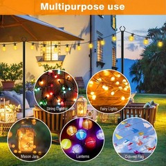 10ft 4 Pack Metal String Light Poles With 3 Prong Base For Outdoor Patio Decor