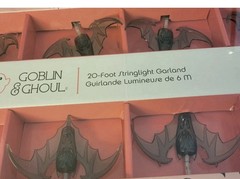 Goblin & Ghoul 20′ String Light Garland Black Bats Indoor Halloween Decoration