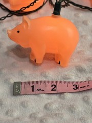 Vintage Farm Pig 14’ String Light Set Blow Mold Primal Lite Pack O Piggie 1990