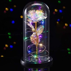 Eternal Forever Galaxy Rose Flower In Glass Dome LED Light Valentine’s Day Gift