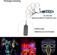 Flexible Neon LED Light Glow EL Wire String Strip Rope Tube Christmas 5 by 1M