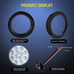 2PCS Round LED Trailer Lights Waterproof Piranha Bright Reverse Backup Lights