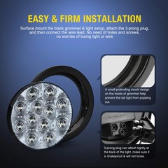 2PCS Round LED Trailer Lights Waterproof Piranha Bright Reverse Backup Lights