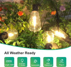Outdoor Led String Light Plug in 50FT LED Lights with 25 Shatterproof 2700K ST38