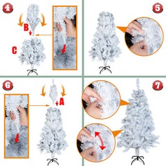 4/5/6/7FT Artificial Christmas Tree Pre Lit / LED Lights / Flocked Holiday Tree