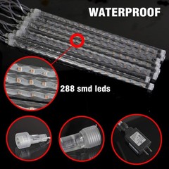 FUNPENY Meteor Shower Rain Lights, 288 LED Christmas Lights Icicle Snow Falling