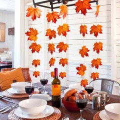 9.8FT Fall Thanksgiving Maple Leaves 30 LED Light Lamp Garland Festival Decor US