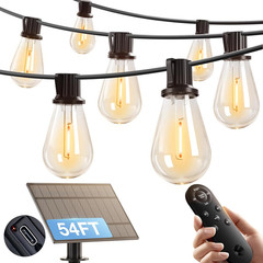 102FT(96FT+6) Solar String Lights Outdoor Waterproof with USB Port & Remote Cont