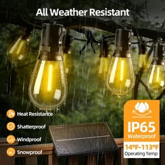 Solar Lights Outdoor Patio Lights: S14 10M 33FT Solar Powered Remote Control …