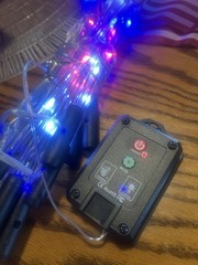 Solar LED Patriotic Star String Lights Red White Blue Color Changing Outdoor