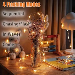 3 Pack Rechargeable Fairy Lights 10ft 30 LED, 4 Modes Battery Copper Wire Str…