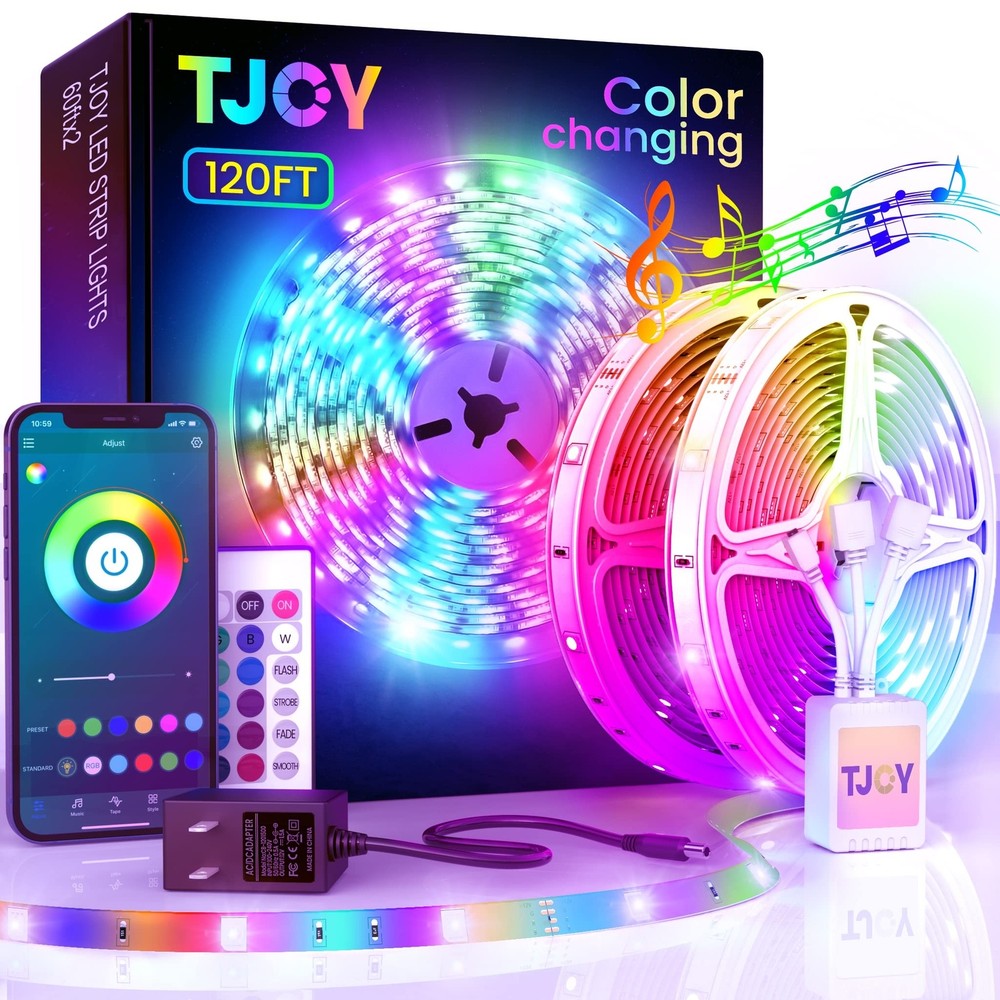 120ft Bluetooth LED Strip Lights,SMD 5050 Music Sync LED Lights Strip,RGB Col…