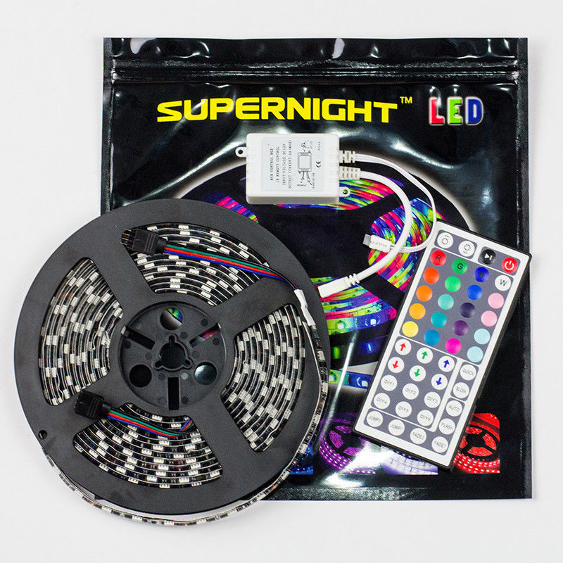 16ft 5050 RGB LED Strip Light Black Tape Light with Remote Controller Waterproof