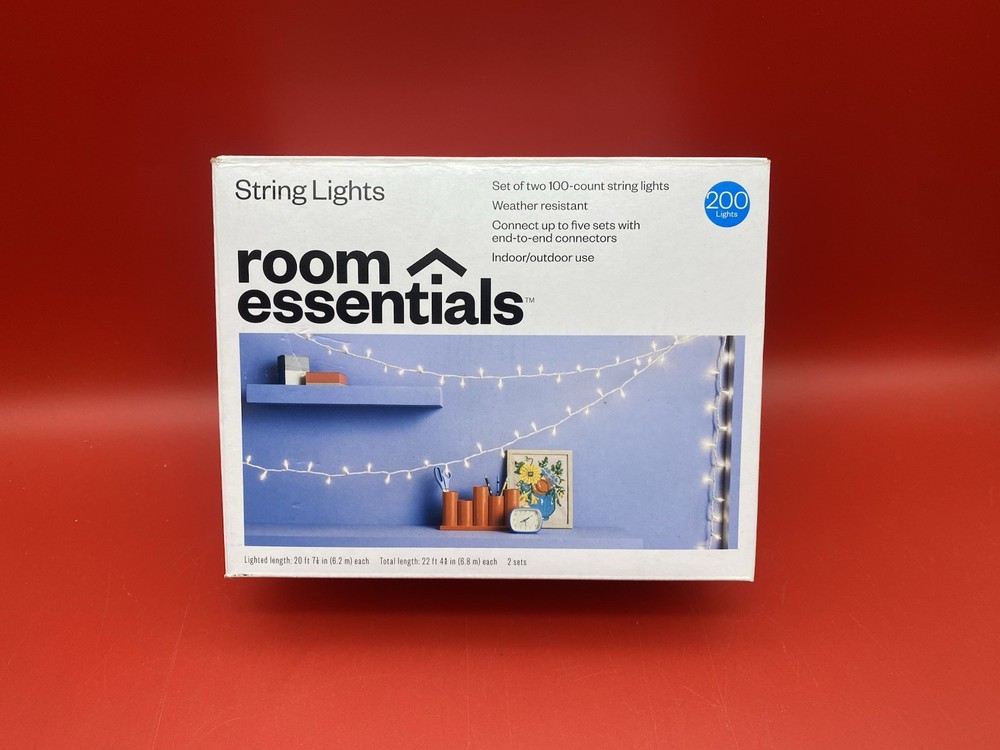 String Lights White Wire Clear Bulbs 200 Lights – Room Essentials 22+ Feet