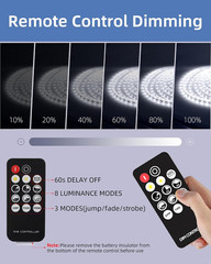 20Ft LED Strip Lights with Remote, 6500K Daylight White Dimmable Tape Lights, 12