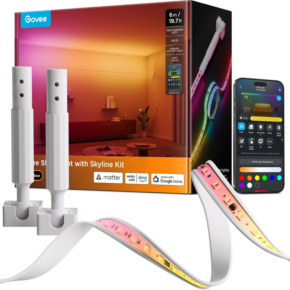 Smart RGBWWIC LED Strip Lights, 19.7Ft, Music Sync, Works with Alexa & Google