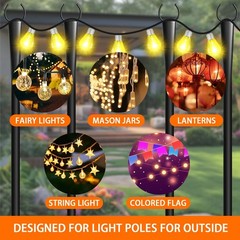 4 Pack 10Ft String Light Poles, Metal Poles with Fork for Outside Lights,Outd…